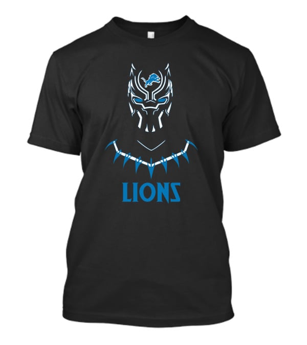 Black Panther Mask Detroit Lions Logo Fans T-Shirt