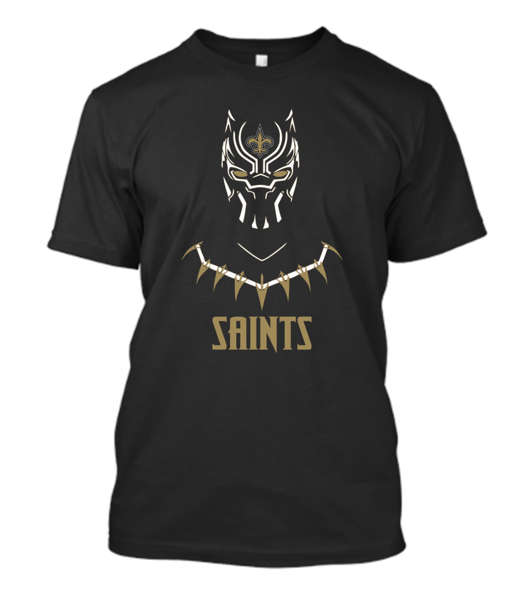 Black Panther Saints Fans Fleur-De-Lis Mask T-Shirt
