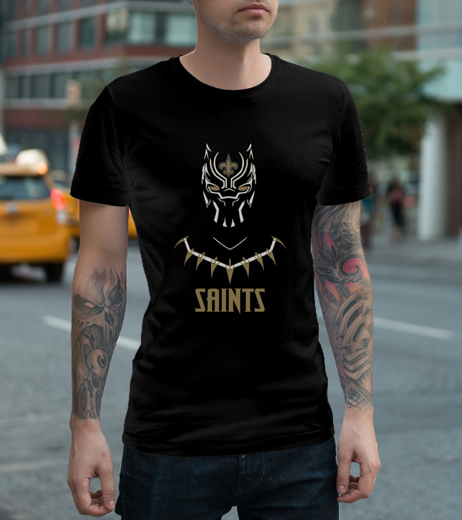 Black Panther Saints Fans Fleur-De-Lis Mask T-Shirt