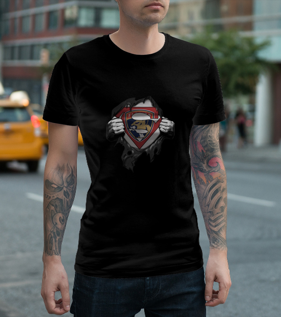 Florida Panthers Logo Superman Shield Mashup Fans T-Shirt