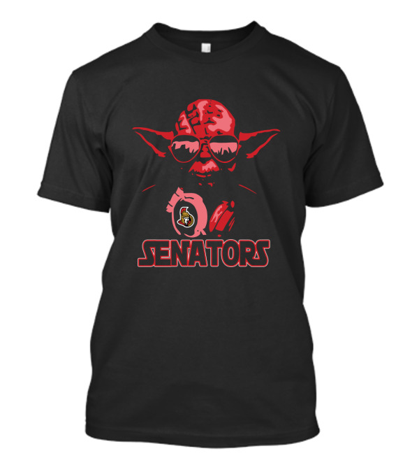 Yoda Star Wars Wearing Ottawa Senators Logo With Sunglasses T-Shirt