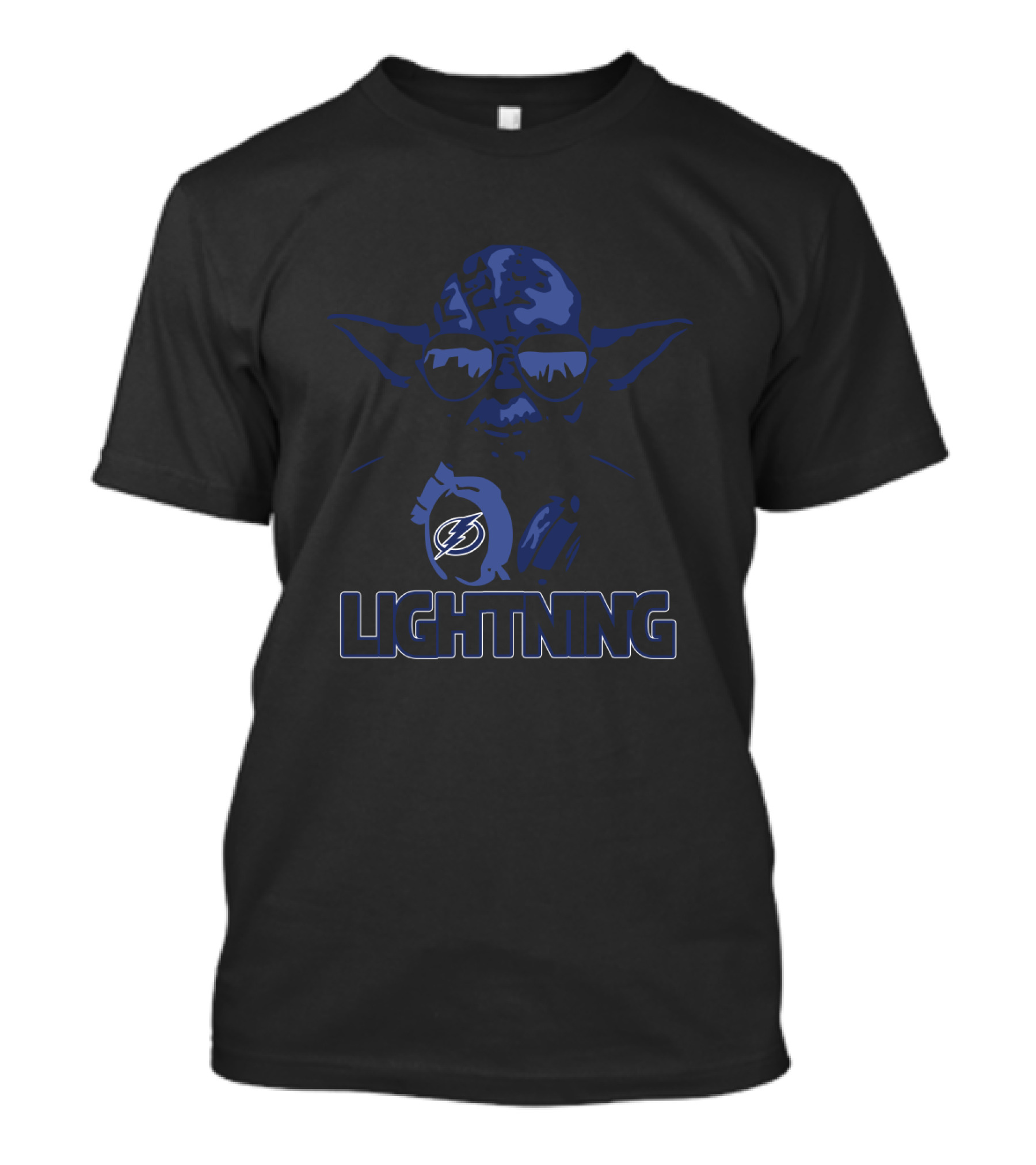 Yoda Star Wars Tampa Bay Lightning Fans With Iconic Blue Lightning Logo T-Shirt