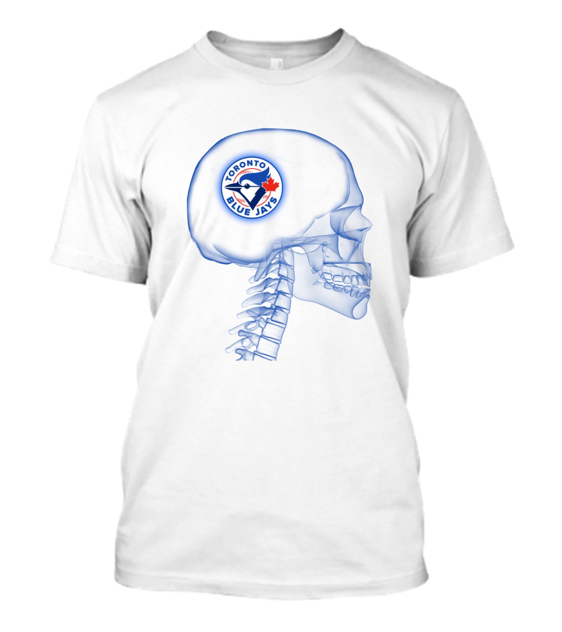 Toronto Blue Jays Logo Inside X-Ray Brain Skull Maple Leaf Baseball Fanatic T-Shirt