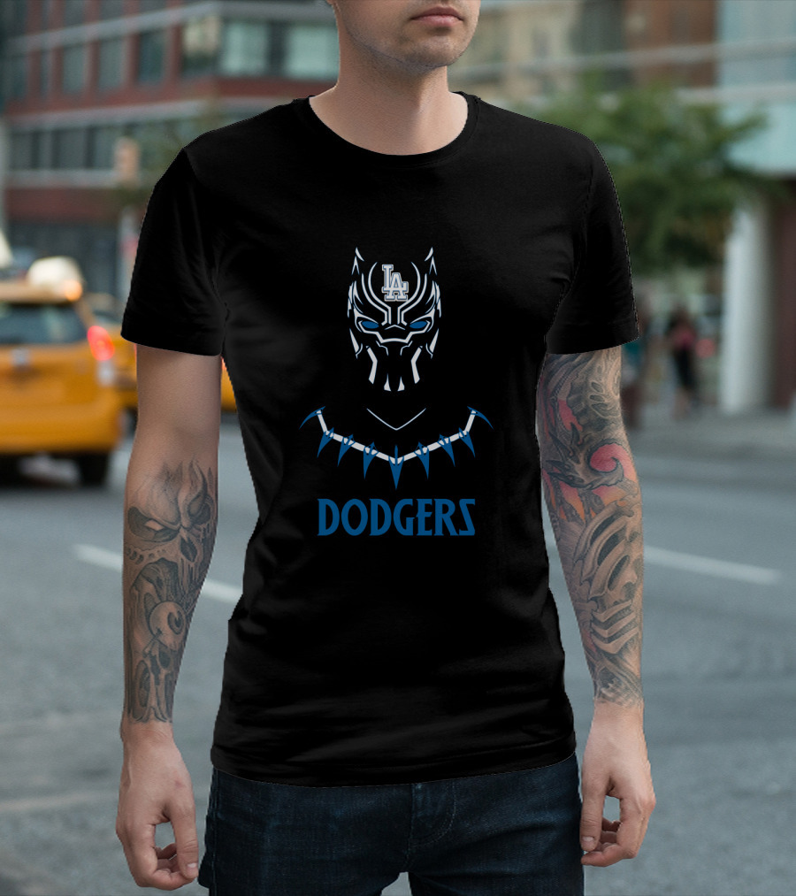 LA Dodgers Black Panther Fan Collaboration Dodgers Mascot T-Shirt