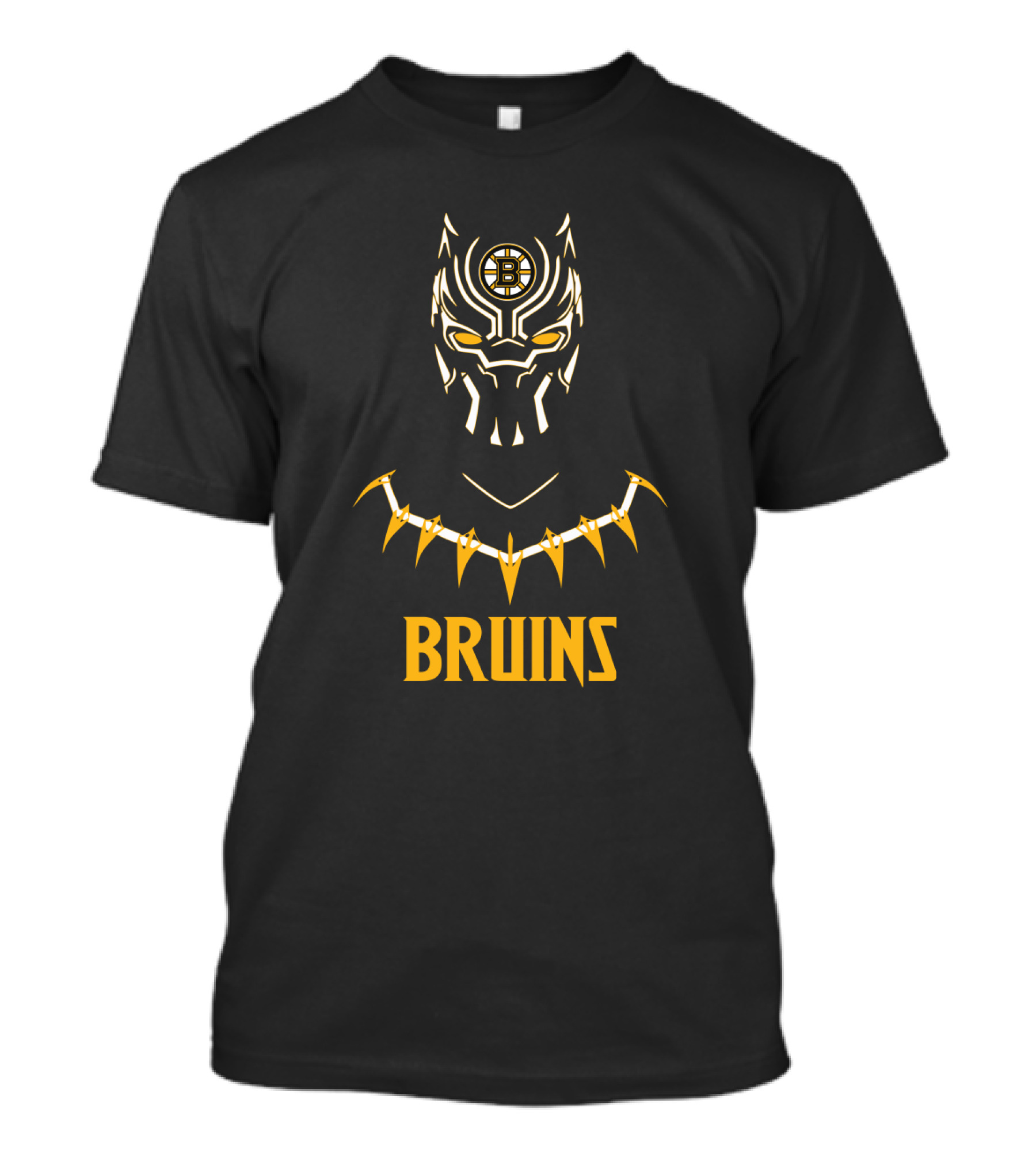 Black Panther Boston Bruins Mashup Fan Art With Bruins T-Shirt