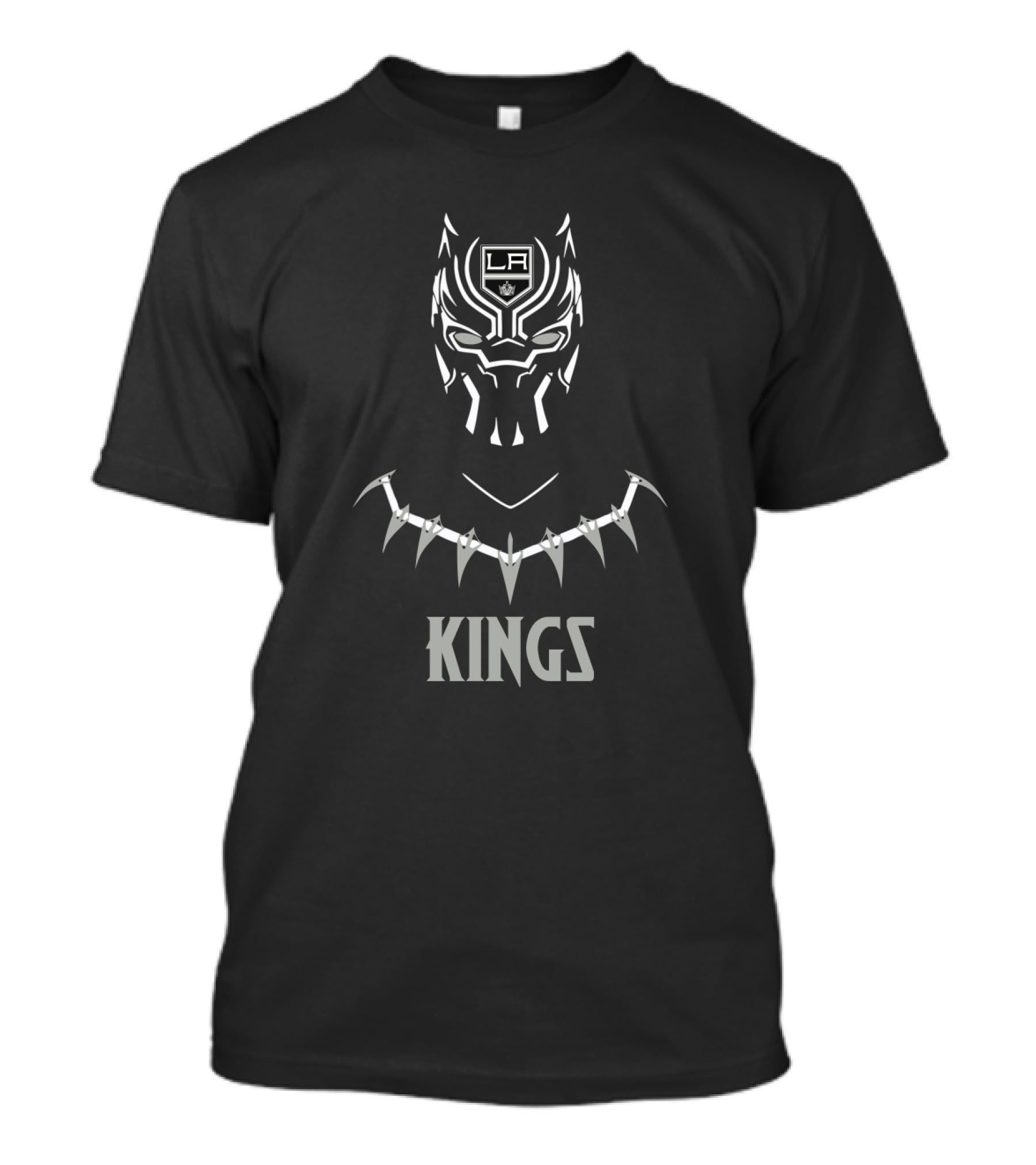 LA Kings And Black Panther Mask Inspired Art With Wakanda Necklace T-Shirt