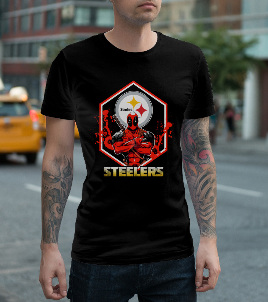 Deadpool Steelers Fans Comic Crossover T-Shirt