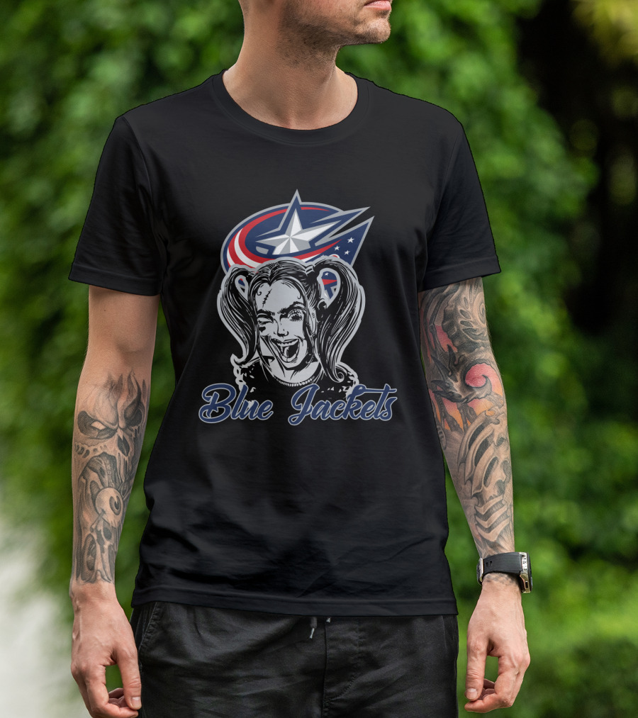 Harley Quinn & Columbus Blue Jackets Fan Blue Jackets T-Shirt