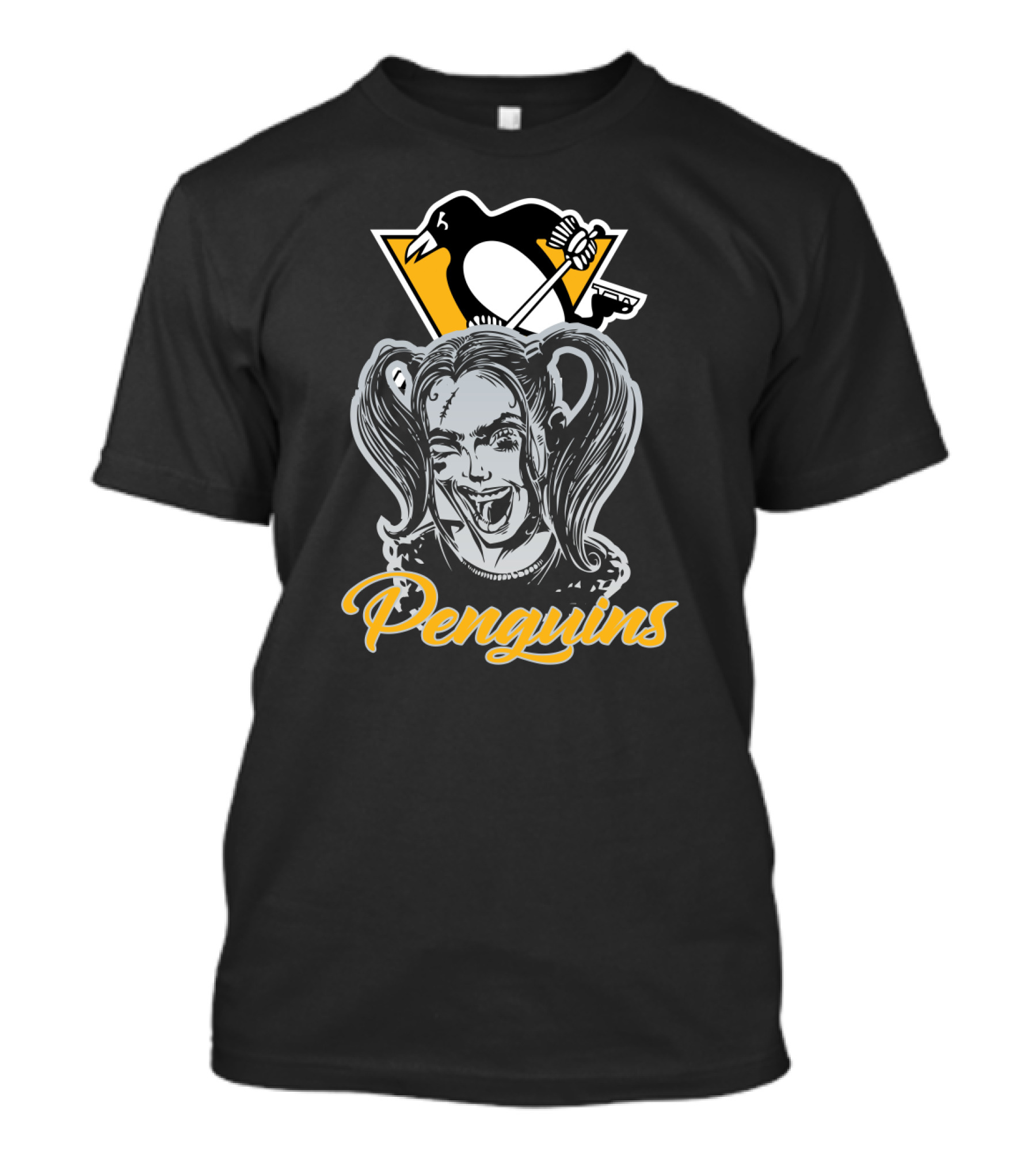 Harley Quinn Penguins Enthusiast With Pittsburgh Penguins T-Shirt