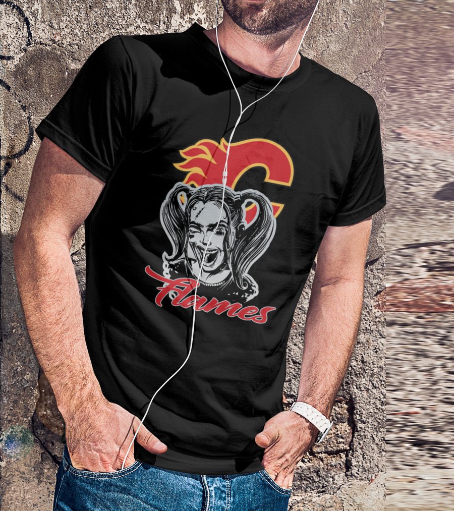 Harley Quinn Flames Calgary Fans T-Shirt