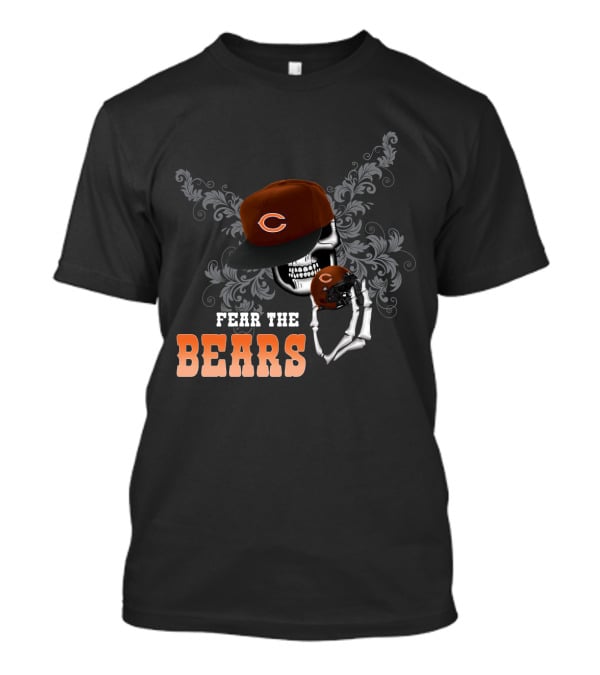 Fear The Bears Chicago Football Skull Helmet T-Shirt
