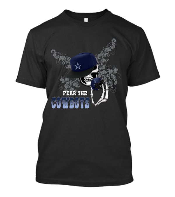 Fear The Cowboys Skull And Helmet T-Shirt