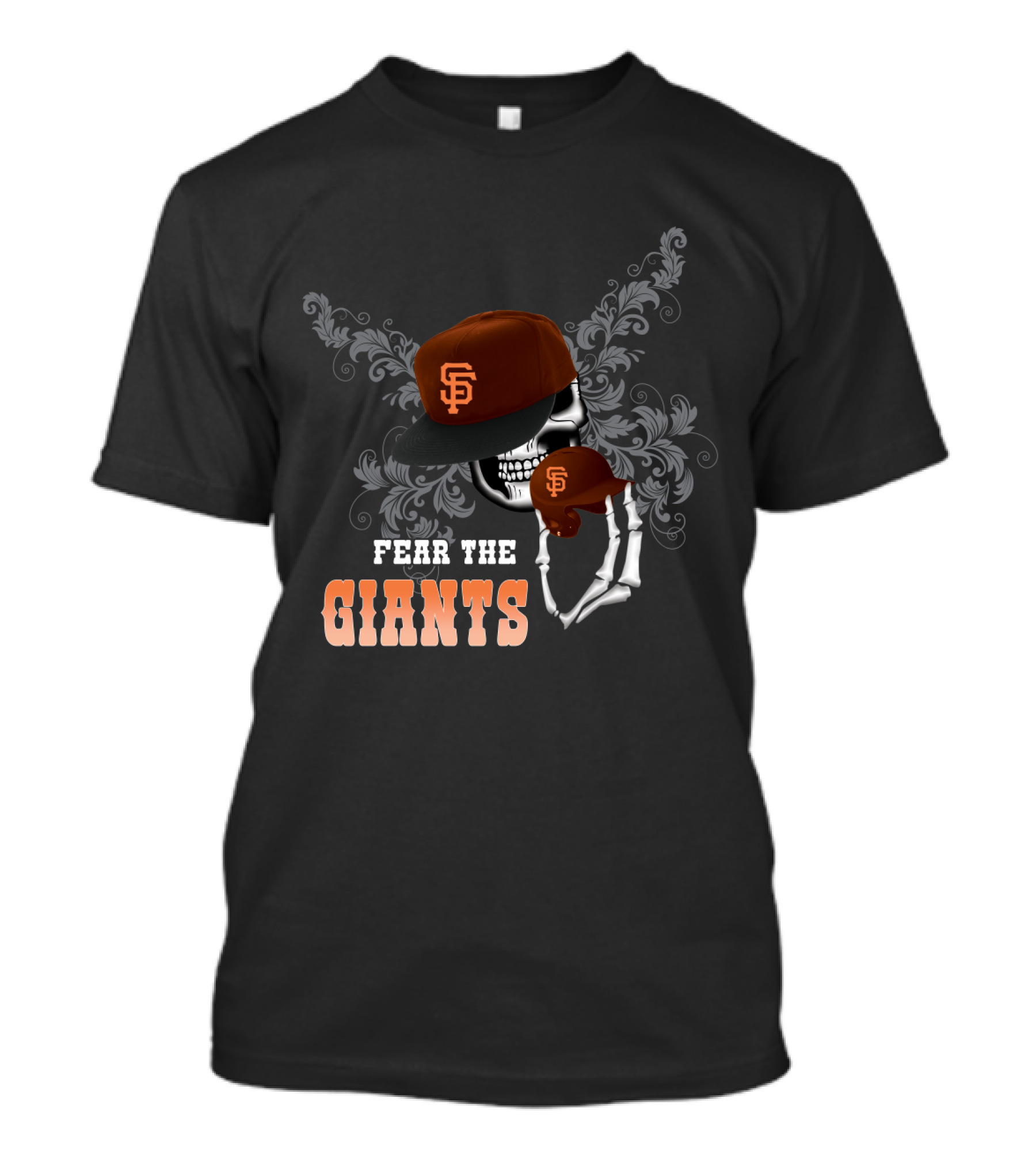 Fear The Giants San Francisco Skull Skeleton Baseball Cap T-Shirt