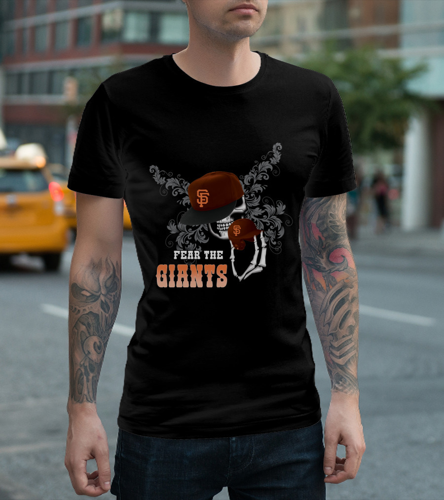 Fear The Giants San Francisco Skull Skeleton Baseball Cap T-Shirt