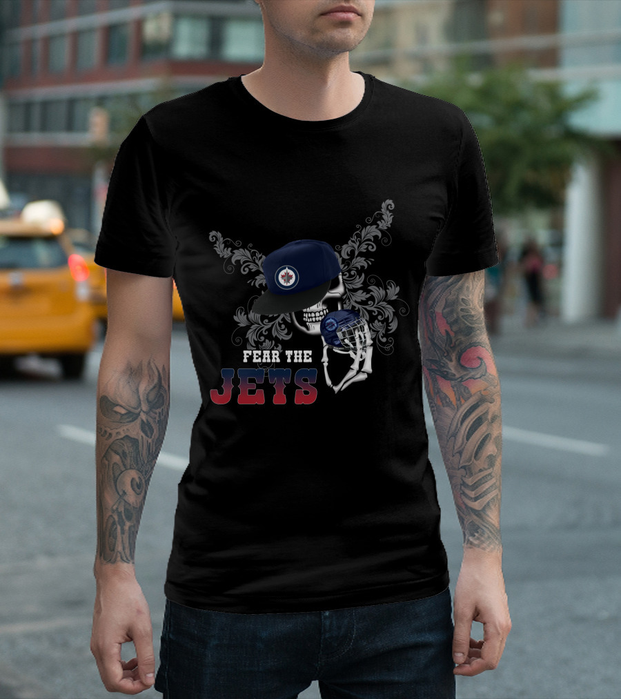 Winnipeg Jets Fear the Skull and Hockey Helmet T-Shirt