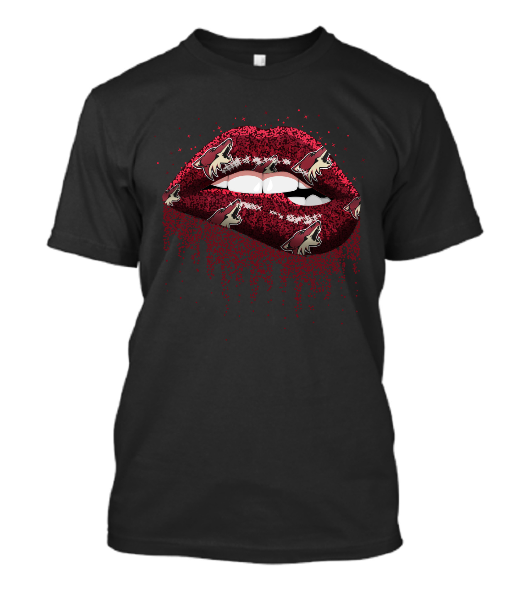 Arizona Coyotes Glitter Lip Art For Hockey Fans T-Shirt