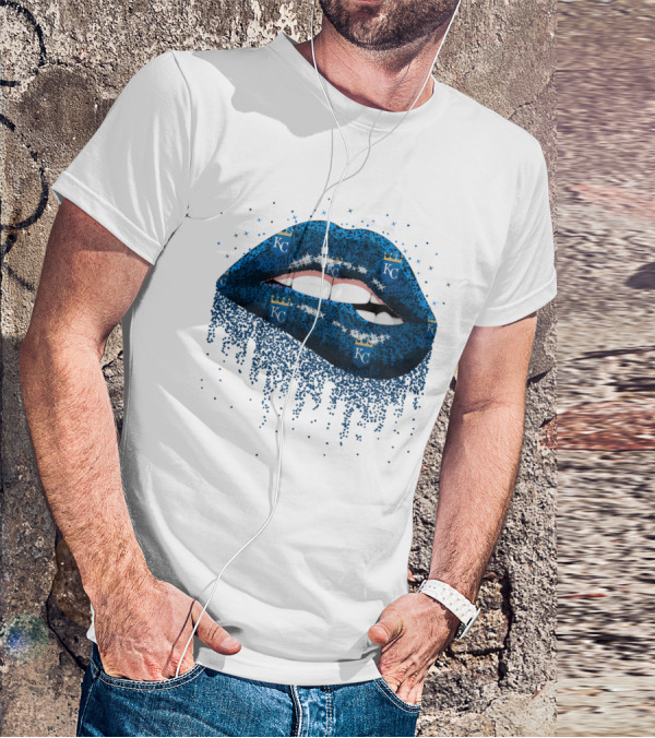 Kansas City Royals Glitter Blue Lips With KC T-Shirt