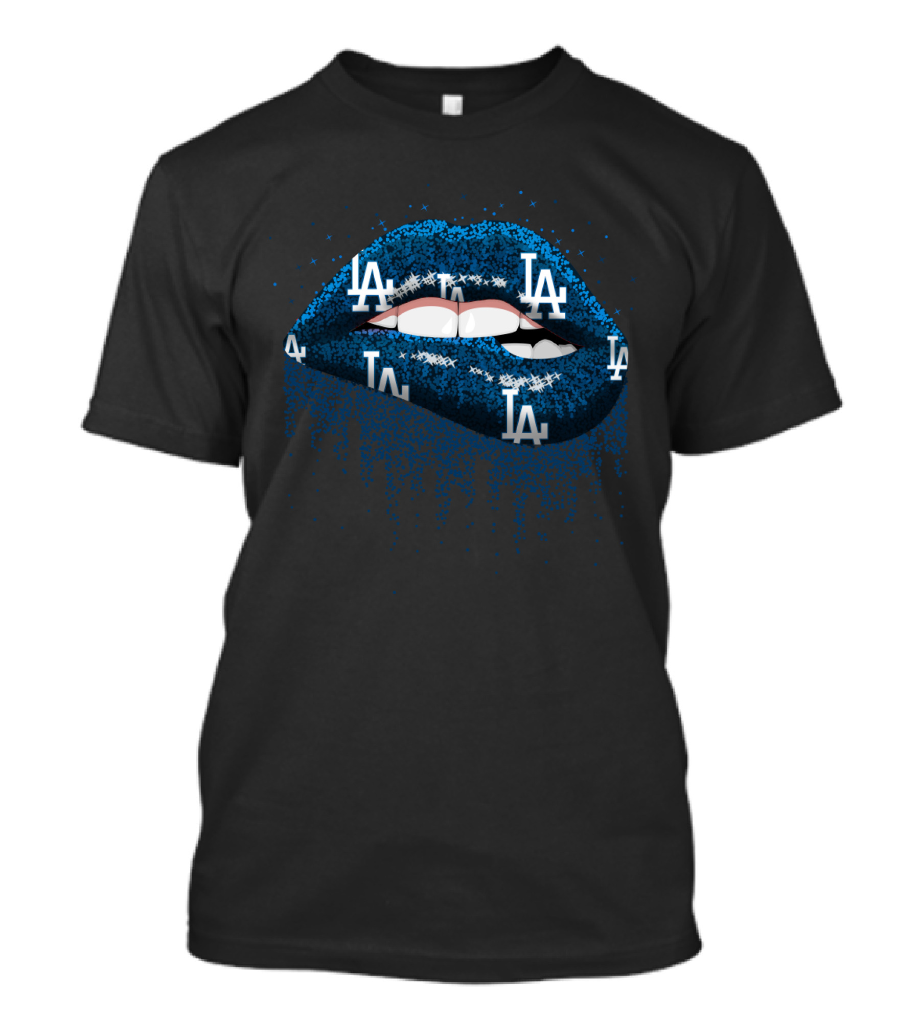 Los Angeles Dodgers Fans Glitter Lips LA T-Shirt