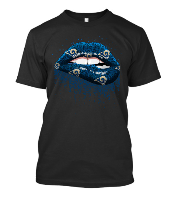 Los Angeles Rams Blue Lips Fan Art Featuring Team T-Shirt