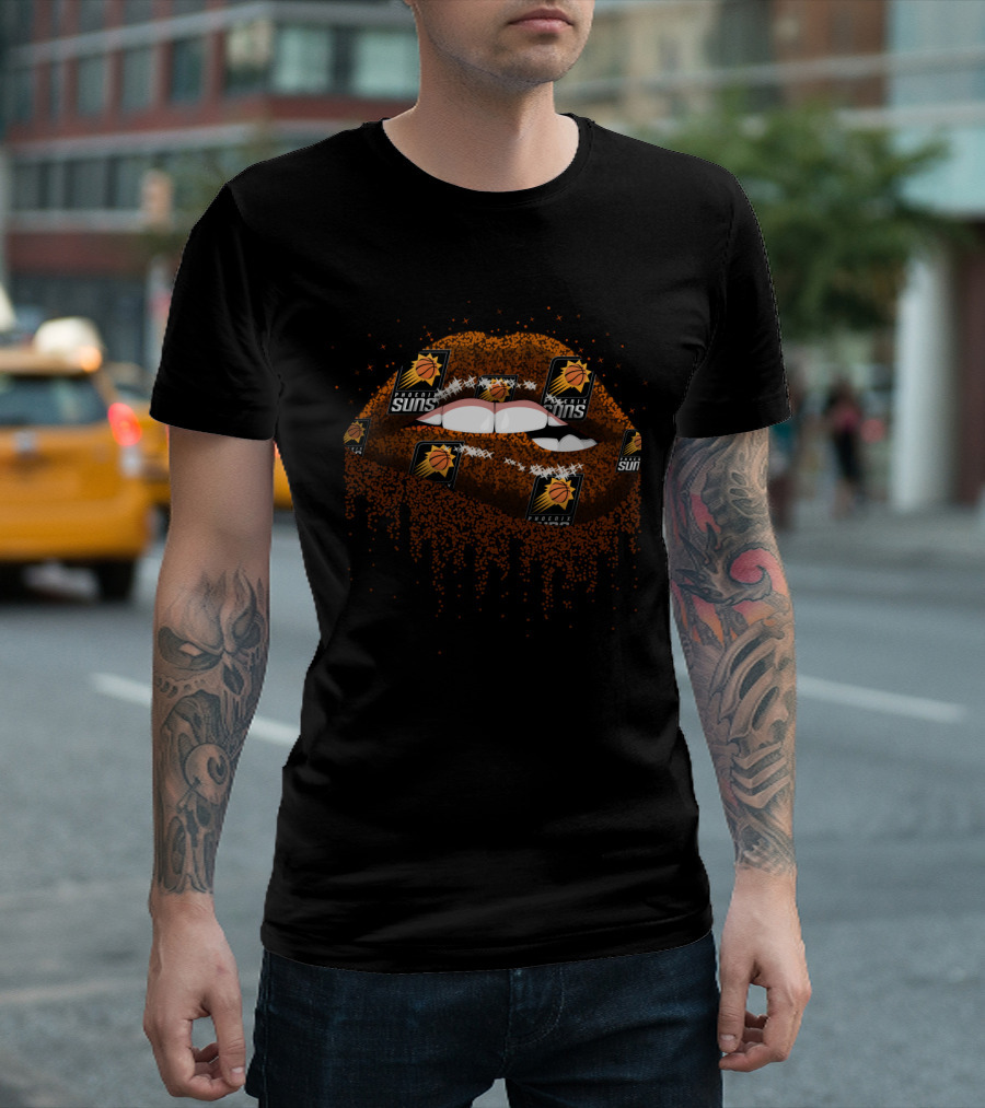 Phoenix Suns Lips Fan Art Featuring Logos T-Shirt