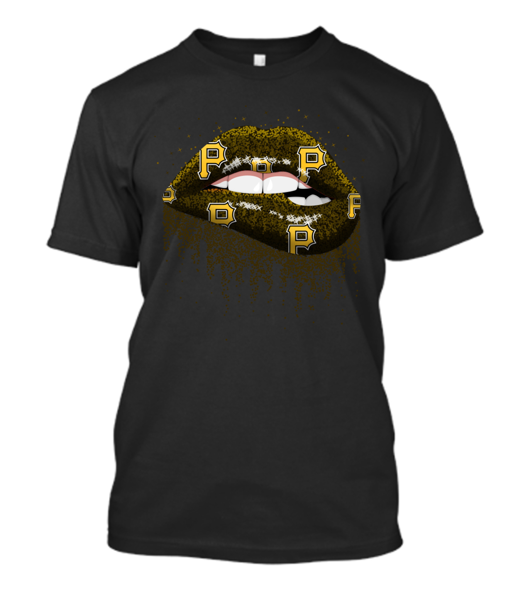 Pittsburgh Pirates Glittery Lips Fan Design With Iconic P Logo Elements T-Shirt