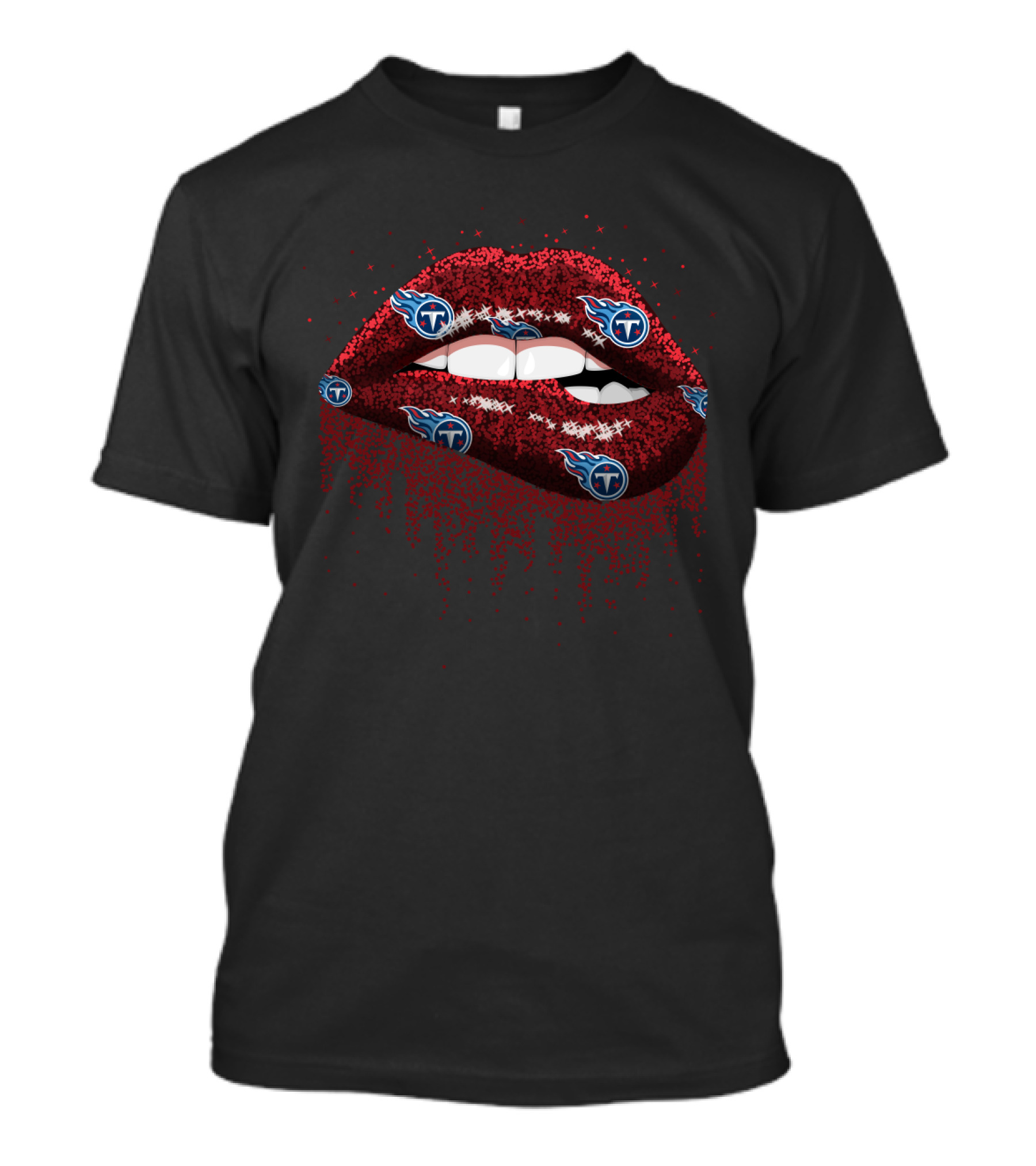 Glitter Lips Tennessee Titans Fans Red Sparkle Football Team T-Shirt