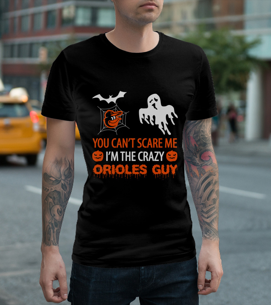 Crazy Orioles Guy Halloween Shirt with Ghost and Spiderweb T-Shirt