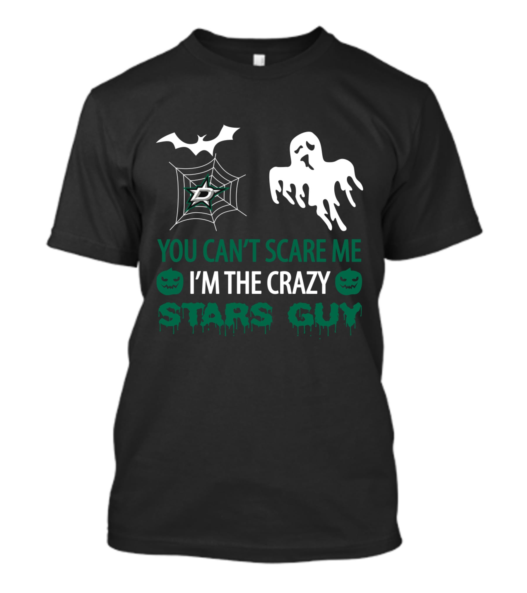 Dallas Stars Halloween Ghost Bat Spider Web Crazy Stars Guy T-Shirt