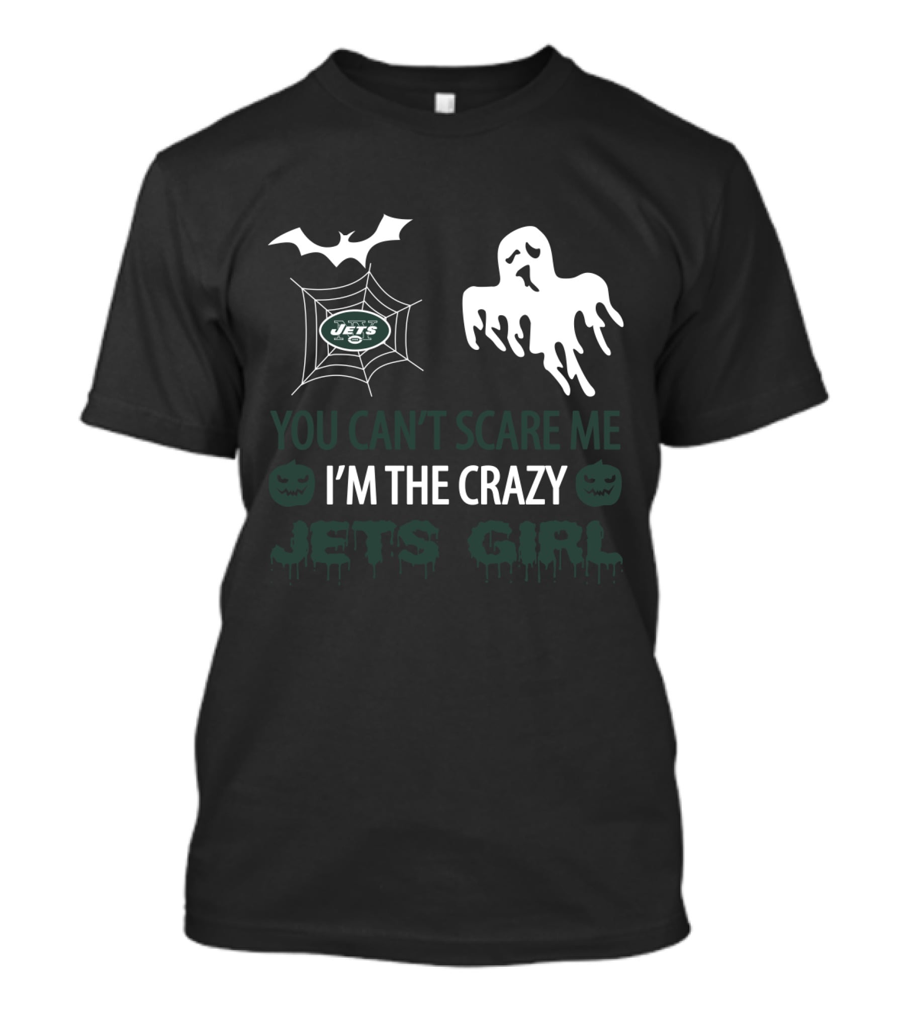 You Can’t Scare Me I’m The Crazy Jets Girl Halloween Ghost Spiderweb T-Shirt