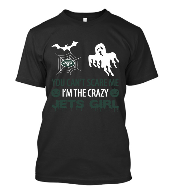 You Can’t Scare Me I’m The Crazy Jets Girl Halloween Ghost Spiderweb T-Shirt