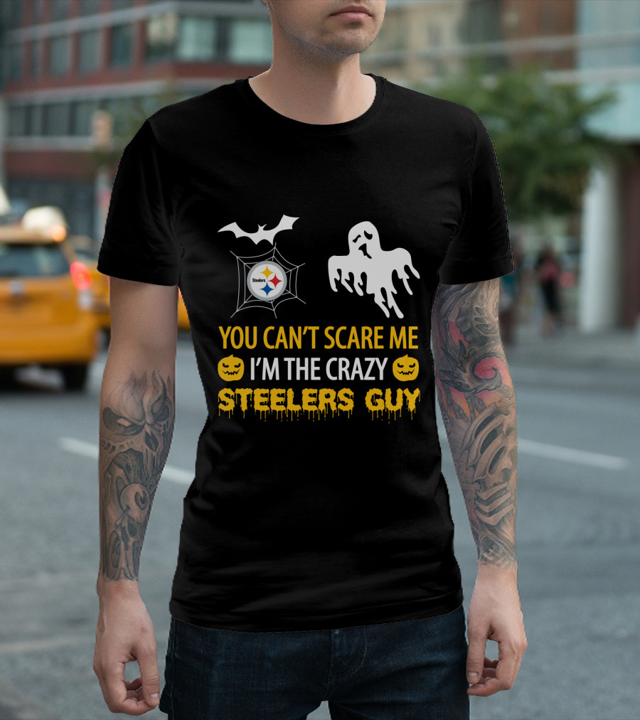 You Can’t Scare Me I’m The Crazy Steelers Guy Halloween Ghost Bat Pumpkin T-Shirt