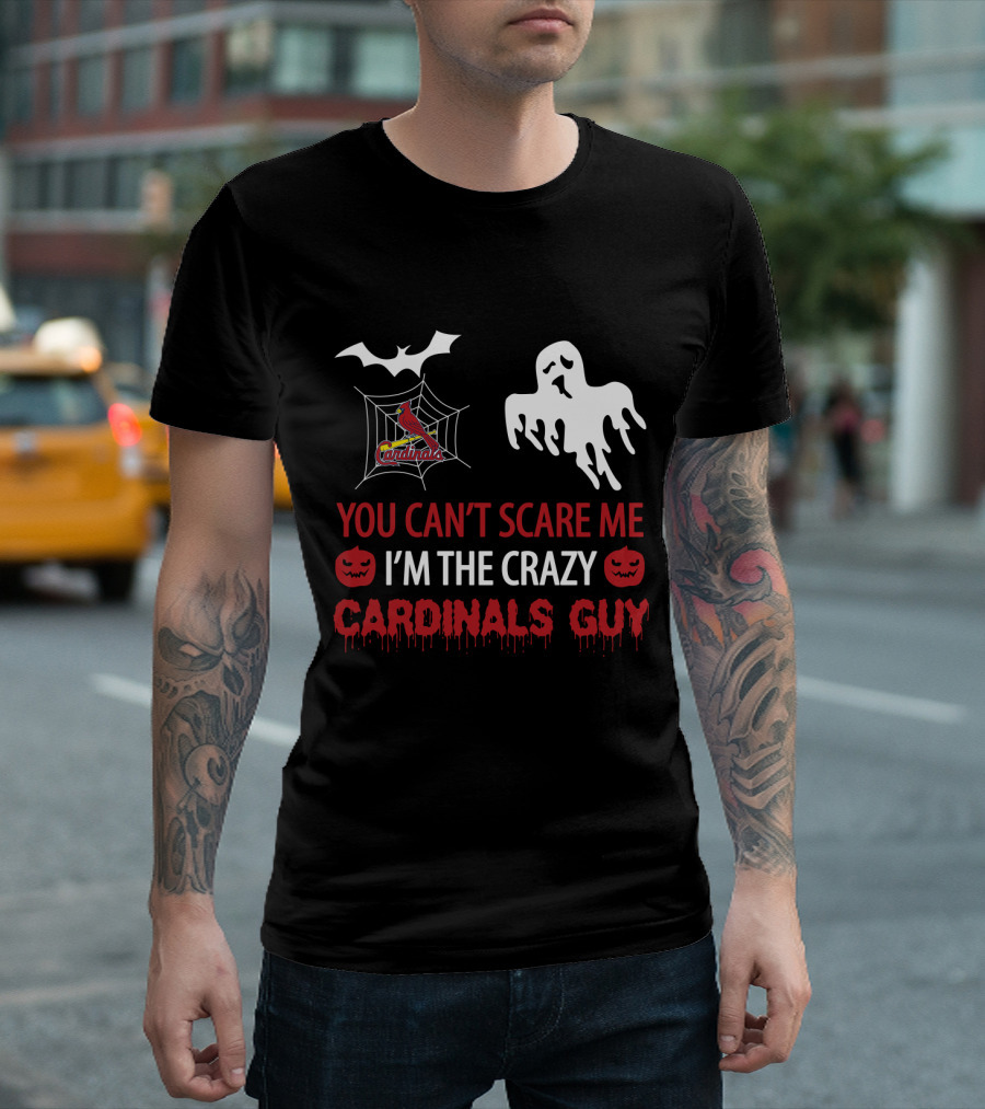 St. Louis Cardinals Halloween Scare Ghost Spiderweb Crazy Cardinals Guy T-Shirt