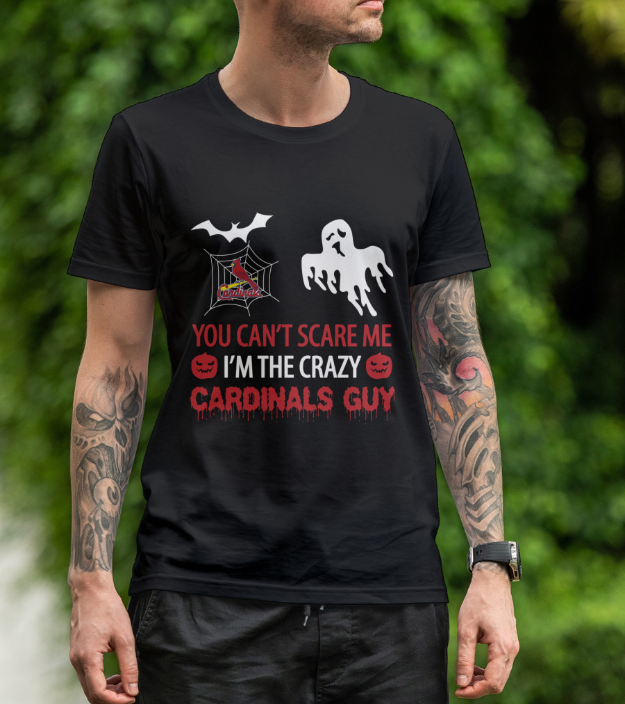 St. Louis Cardinals Halloween Scare Ghost Spiderweb Crazy Cardinals Guy T-Shirt
