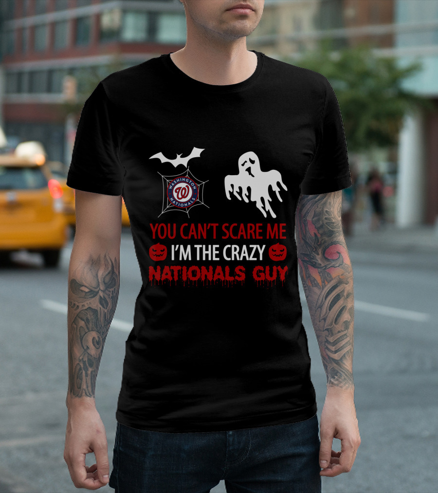 You Can't Scare Me I'm the Crazy Washington Nationals Guy Halloween Ghost Bat Pumpkin T-Shirt
