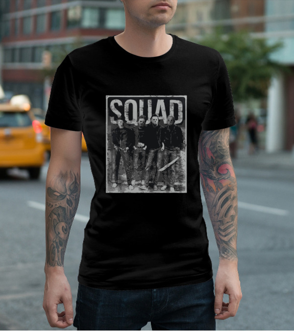 Squad Halloween Horror Masks And Weapons T-Shirt