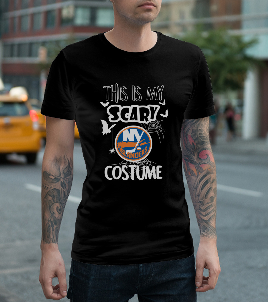 This Is My Scary NY Islanders Costume Featuring Bats and Webs T-Shirt