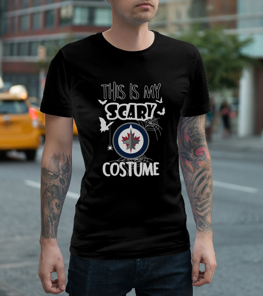 This Is My Scary Costume Winnipeg Jets Halloween Bats and Spiderwebs T-Shirt