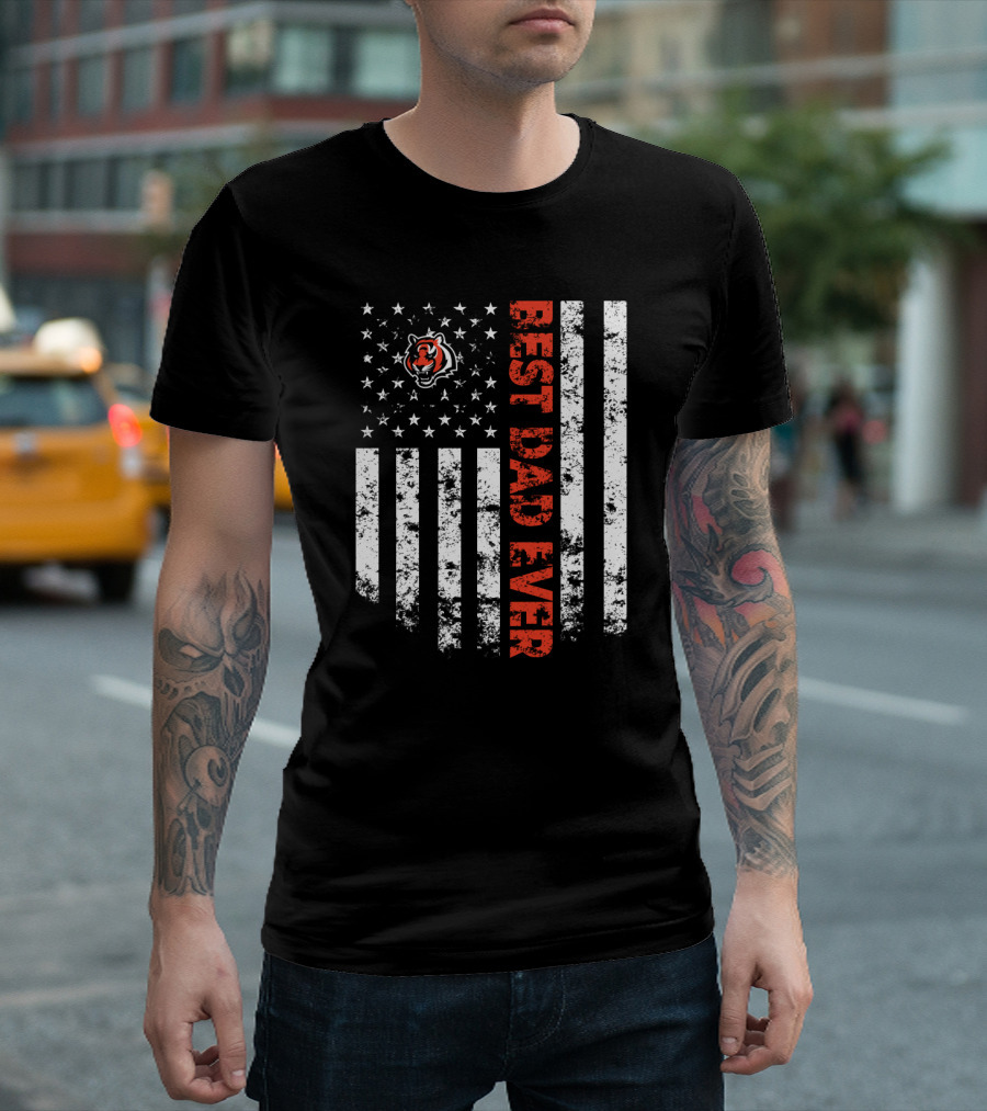Cincinnati Bengals Best Dad Ever Usa Flag T-Shirt