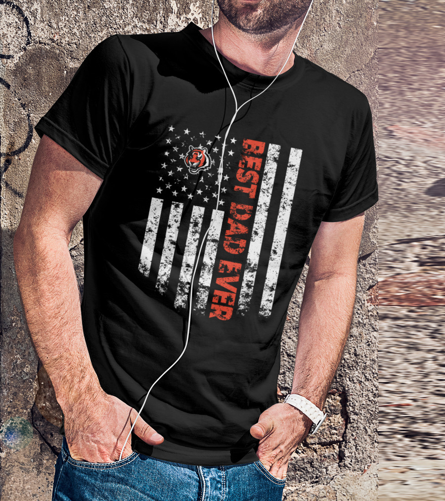 Cincinnati Bengals Best Dad Ever Usa Flag T-Shirt