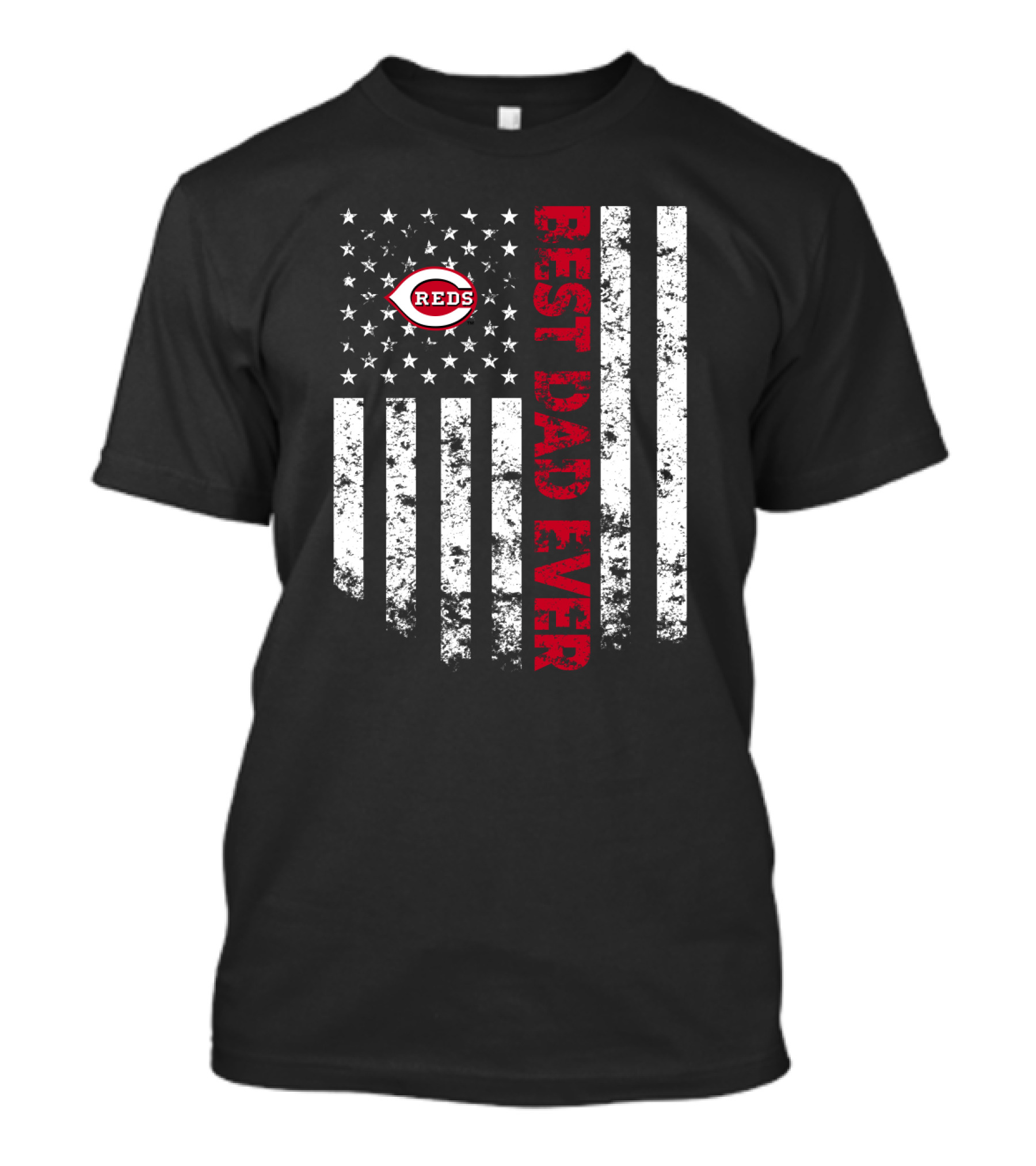 Cincinnati Reds Best Dad Ever With American Flag Stripes T-Shirt