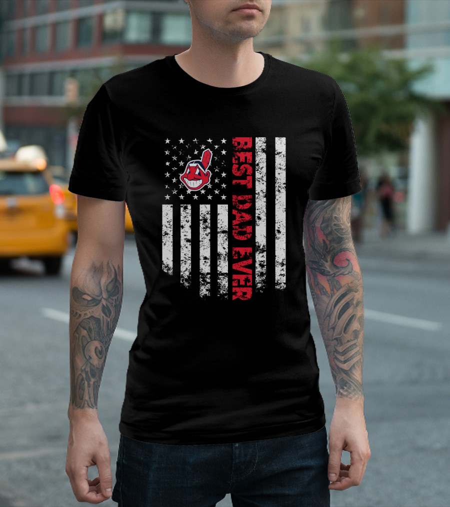 Best Dad Ever Cleveland Indians Vintage Flag T-Shirt
