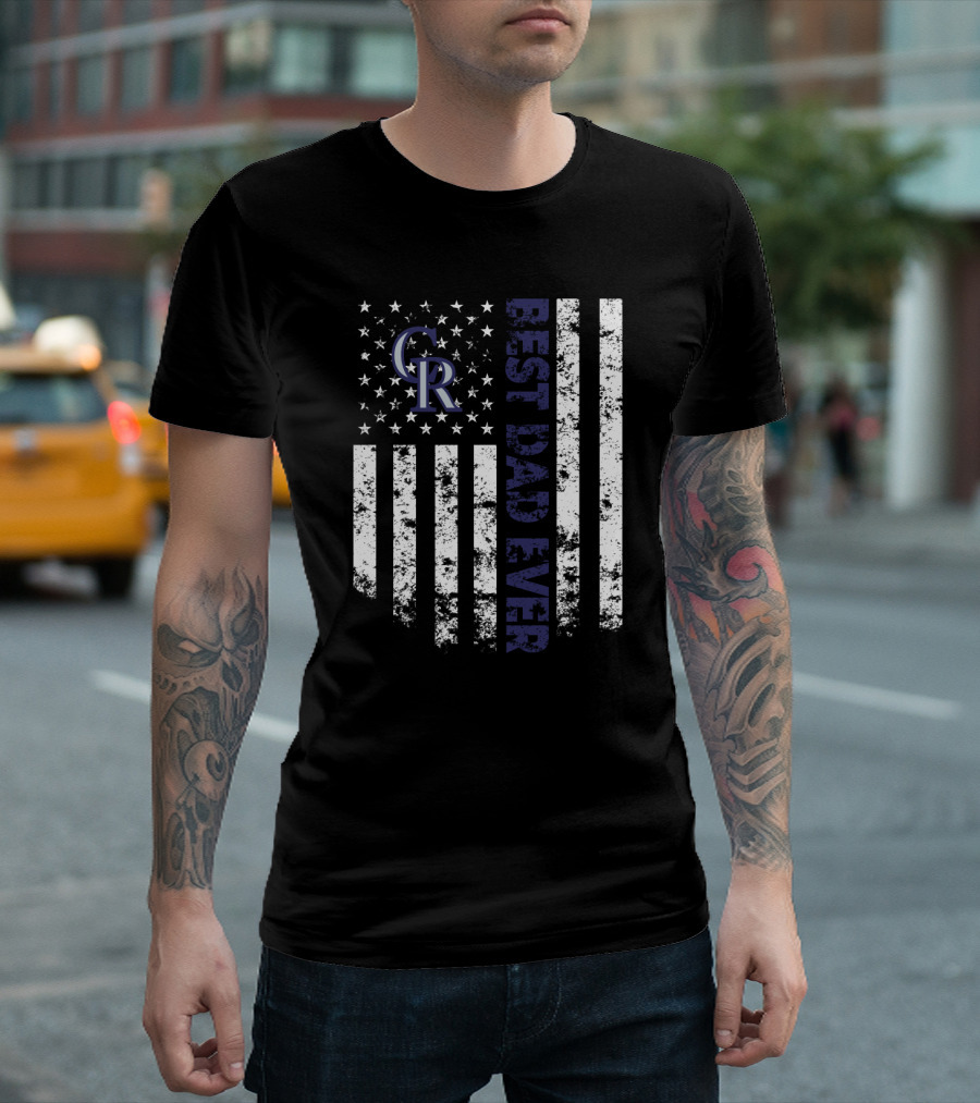 Colorado Rockies Best Dad Ever Flag T-Shirt