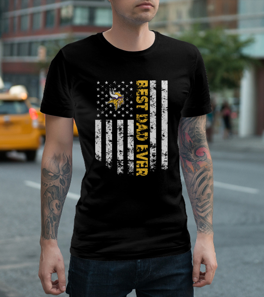Best Minnesota Vikings Dad Ever Usa Flag T-Shirt