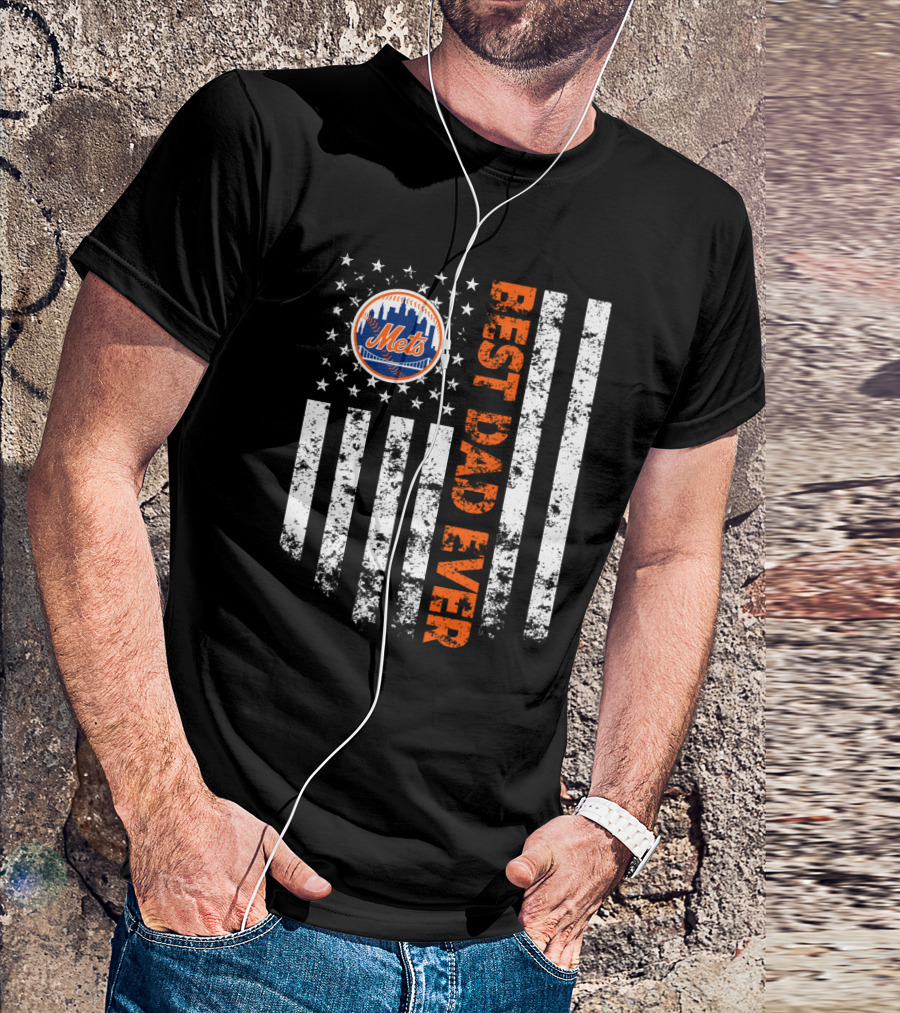 New York Mets Best Dad Ever American Flag T-Shirt