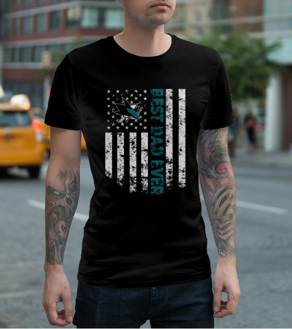 Best Dad Ever San Jose Sharks American Flag T-Shirt