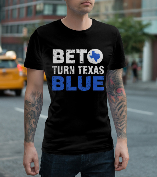 Beto O'Rourke Turn Texas Blue State Outline T-Shirt