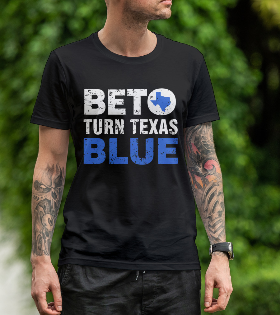 Beto O'Rourke Turn Texas Blue State Outline T-Shirt