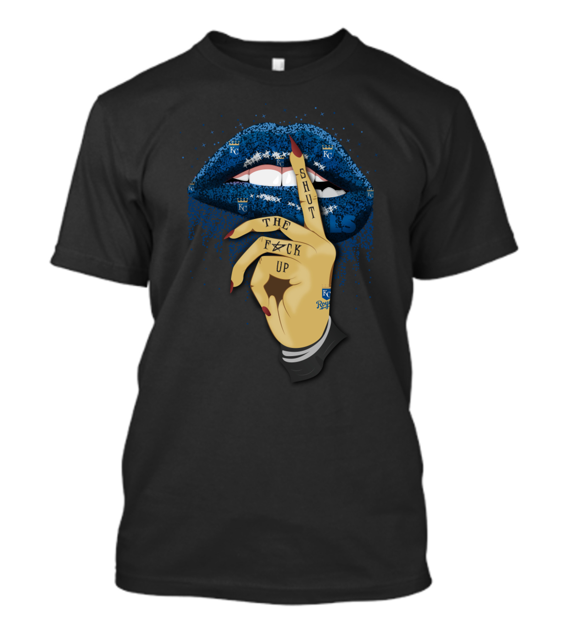 Kansas City Royals Glitter Lips Shut Up Statement With KC T-Shirt