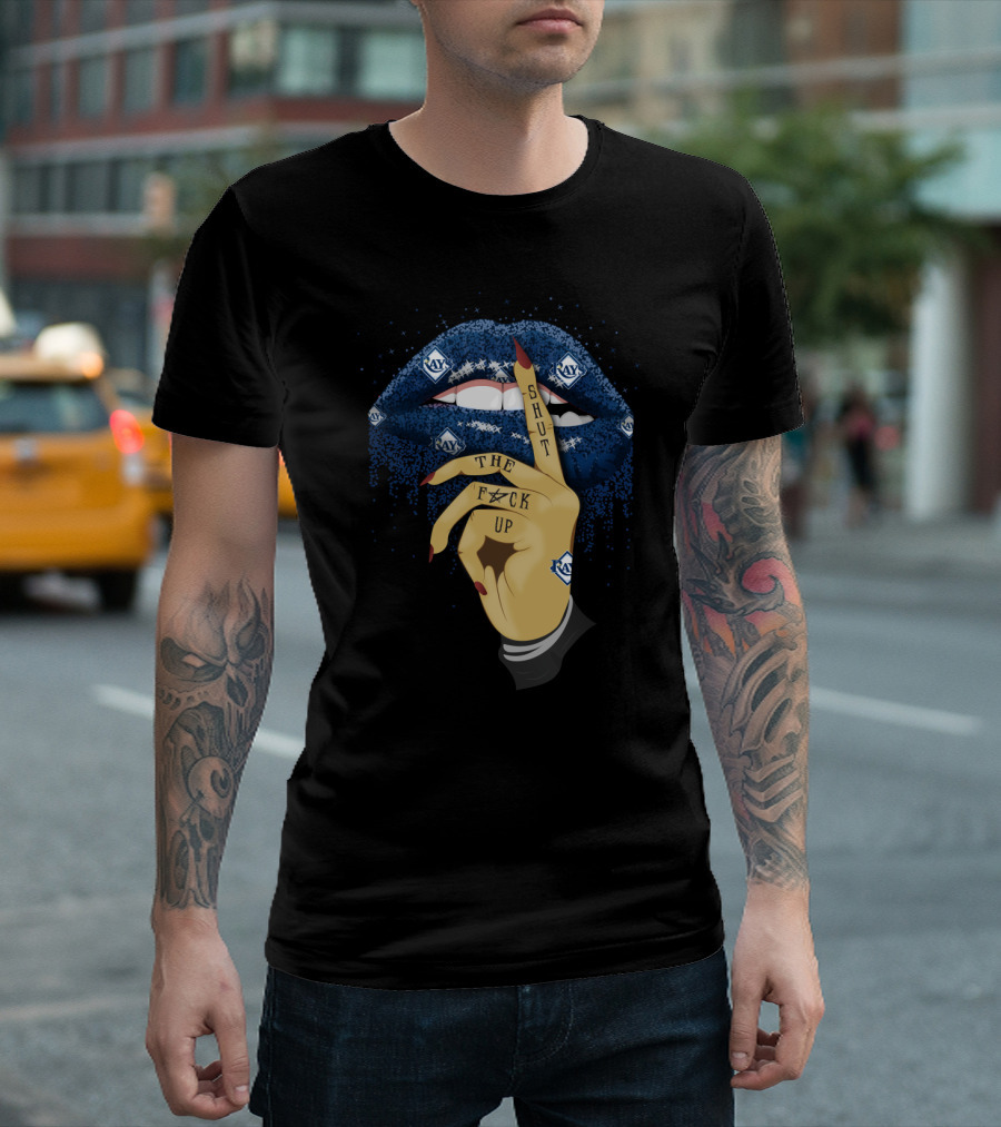 Rays Glitter Lips with Shut Up Hand Gesture for Fans T-Shirt