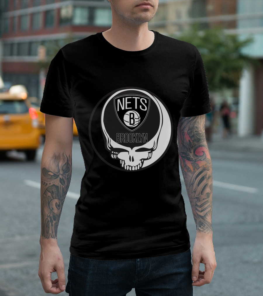Brooklyn Nets Grateful Dead Skull T-Shirt